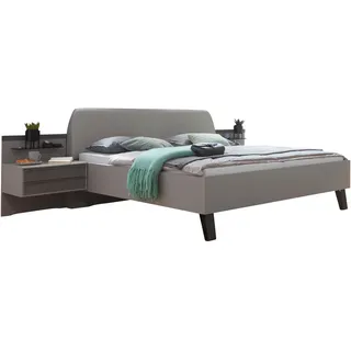 Dieter Knoll Bettanlage , Braun, Grau , Glas, Textil, Holzwerkstoff , 180x200 cm , gepolstertes Kopfteil, Lattenrosthöhe individuell einstellbar, in verschiedenen Größen erhältlich , Schlafzimmer, Komplette Schlafzimmer und Serien, Schlafzimmerserien