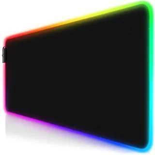 CSL - RGB Gaming Mauspad TITANWOLF - LED Schreibtischunterlage - 800x300 mm - XXL Mousepad - Multi Color - 11 Beleuchtungs-Modi - 7 Farben Plus 4 Effektmodi - Abwaschbar - Schwarz
