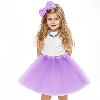 OQKAHIV 1 x Tüllrock für Mädchen, Tutu-Röcke, Prinzessinnen-Tanzröcke aus Tüll, 3-lagig, Tutu-Rock für Kinder, Ballettrock, für Geburtstagsfeiern (hellviolett)