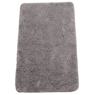 Brandsseller Badezimmerteppich 60x90 cm Badvorleger Badematte Badteppich rechteckig Chenille rutschfest saugstark maschinenwaschbar - Grau