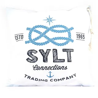 queence Dekokissen »Sylt 40x40/50x50cm Outdoor-Kissenbezug Garten« Kissenhülle mit Öse und Kordel Kissenbezug Maritim, blau