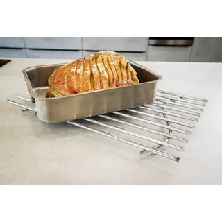 Unyqoos® verchromter Metall-Topfuntersetzer 45 x 30 cm – große Hitzeschutz-Unterlage für Arbeitsplatte & Auflaufformen