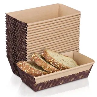 POPETPOP 20 Stück Backform Kastenform aus Papier, Einweg Kastenform Brot und Kuchen, Rechteckig Brotbackform für Toastbrot, Fettabweisende Papierbackform für Backofen (16,5cm)