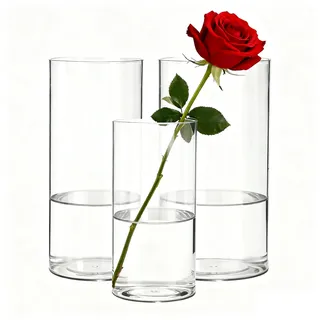 Koelaa 3 Teiliges Set Transparente Acryl-Blumenvasen, Kunststoff-Zylindervasen, Modernes Vasen-Set für Blumenarrangements, Tischdeko, Einweihungsparty & Hochzeitscenterpieces(10x20 & 12x25 & 15x25cm)