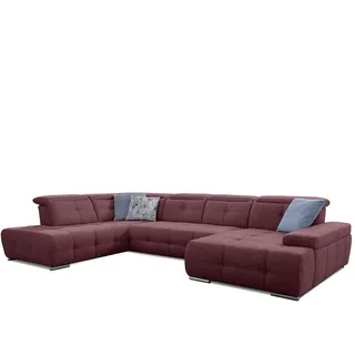 Cavadore Wohnlandschaft Mistrel mit verstellbaren Kopfteilen / Sofagarnitur mit leichter Fleckentfernung dank Soft Clean / Geeignet für Haushalte mit Kindern, Haustieren /343 x 77 x 228 / rot