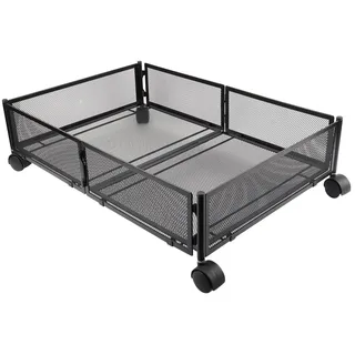 Unterbett Aufbewahrungsbox - Unterbettbox mit Rollen - Faltbar - Metallgestell - 60x40x17 cm - Schwarz - Schwarz