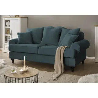 Sofa "Adelina" in blaugrün Landhaus Couch 3-Sitzer 200 cm - Grün