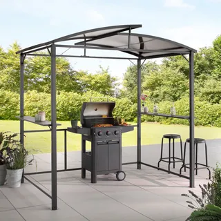 Grillpavillon KONIFERA "Roma", grau (anthrazit, braun), B/H/T: 245cm x 232cm x 150cm, Pavillons, Grillpavillon, Außenmaße BxT: 245x150 cm, Stahlgestell, Polycarbonat-Dachplatten, Topseller