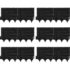 Bild von Beetzaun, 12er Set, Mauerwerk Optik, Beetumrandung HxB 22 x 312cm, Kunststoff Rasenkante, Stecksystem, schwarz