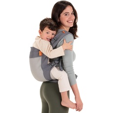 Beco Toddler Babytrage mit extra breitem Sitz - Kindertragerucksack aus 100% Baumwolle, 2 Tragepositionen, Kindertrage Bauch/Kindertrage Rücken, Kindertrage Wandern, 9kg - 27kg (Dunkelgrau)