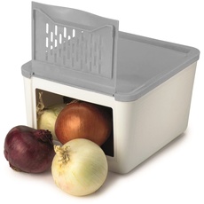 Snips Zwiebel Kartoffel Aufbewahrungsbox | Küche Aufbewahrung & Organisation von Kartoffeln, Zwiebeln und Gemüse | Plastic | 2 kg | 22 x 19 x 13 cm |Weiß/Grau