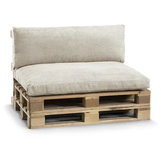 Gutekissen® Palettenkissen, Gartensofakissen, Sitzkissen, Rückenkissen, gefüllt mit Pulirethangranulateinlage, viele Farben und Größen PWL (Set (Sitzkissen 120x80 +Rückenlehne 120x40), Beige)
