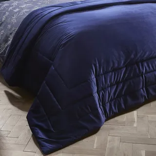 Curtina Chic Tagesdecke aus Samt, Polyester, Navy, 150x220cm