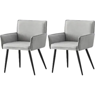 Esszimmerstuhl Polsterstuhl Rück- Armlehne 4 Füße Metallfuß hellgrau - Hellgrau