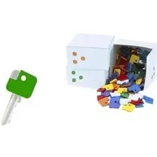 Bild Schlüsselkappen eckig, 100er Sortimentskarton aus flexiblem Kunststoff, Maße Produkt: (B)30 x (H)27, Mehrfarbig