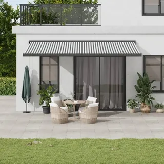 vidaXL Markise Einziehbar Anthrazit und Weiß 5x3 m Stoff und Aluminium - Grau