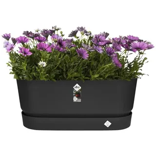elho Greenville Trough 80 - Übertopf für Außen - 100% recyceltes Plastik - Ø 78.0 x H 33.5 cm - Schwarz/Living Schwarz