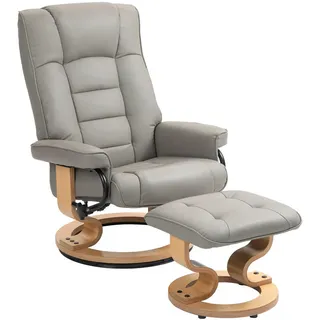 Homcom Relaxsessel mit Hocker, Drehbar Fernsehsessel mit Liegefunktion Kunstleder,