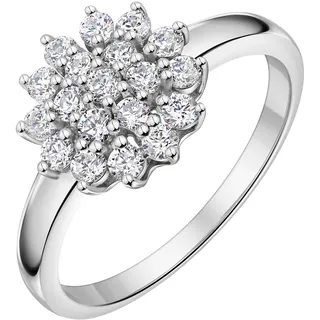 Fingerring FIRETTI "Schmuck Geschenk Silber 925 Damenring Ring Blume" Gr. 62, silber (silberfarben, kristallweiß), Fingerringe, Damen, 62, Silber 925 (Sterlingsilber), 4,4mm, Fingerring, mit Zirkonia (synth.)