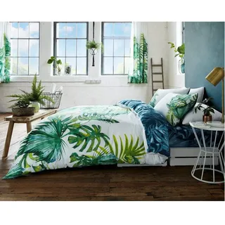 GC GAVENO CAVAILIA Tropical Leaf Duvet Gaveno Cavalia Luxus-Bettwäsche-Set mit tropischem Blatt und Bettbezug, Polyester-Baumwolle, Multi, Doppelbett