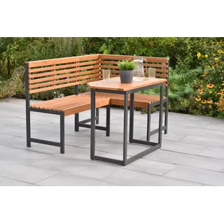 merxxhandels Eckbank Set, Eckbank, Klappentisch 90 x 50 cm, Aluminium/Akazie - Braun