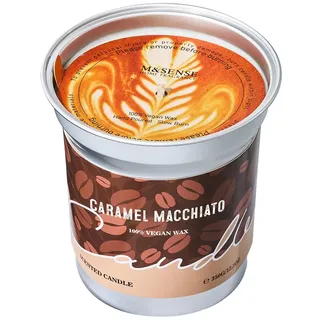 M&SENSE Duftkerzen Coffee, 350g Macchiato Kaffee Kerze, Herbst Kerze Brenndauer bis 73 Std. Vegan Natürliche Sojakerze, Duftkerze mit Kaffee Kaffeeliebhaber, Männer, Frauen