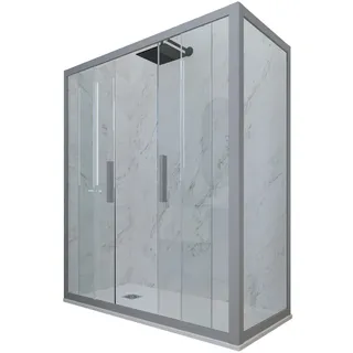 DREISEITIGE DUSCHKABINE KLARGLAS SILVER PROFIL 70X140 CM MOD. GLAM DUO