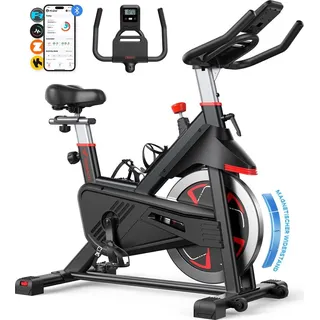 Merach - Leises Magnetischer Heimtrainer, Fitnessbike für Zuhause mit Lcd, Tablet-Halter, 0–100 ... Widerstand, Bis 180 Kg