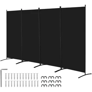 VEVOR Raumteiler 4 Paneele Paravent 3464 x 1840 x 520 mm, Faltbarer Sichtschutz & tragbarer Trennwandteiler zur Raumtrennung, freistehende Raumteiler für Büro Schlafzimmer Arbeitszimmer, Schwarz