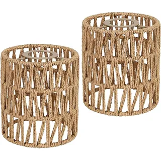 FRIDEKO HOME 2 Stück Boho Rattan Lampenschirm,Universell Lampenschirme für Tischlampe Hängelampe Deckenlampe Stehlampe Wandlampe,Ø12cm