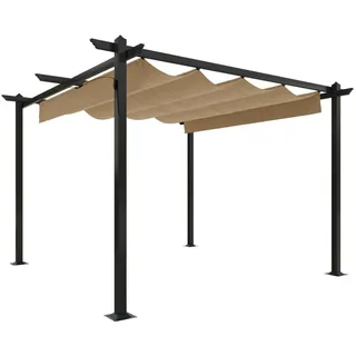 vidaXL Pavillon mit Ausziehbarem Dach 3 x 3 m taupe