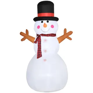 Homcom Weihnachten aufblasbarer Schneemann 1,82 m Dekoration LEDs wetterfest Polyester , Multicolor , Kunststoff , 80x182x100 cm , Dekoration, Weihnachtsdekoration