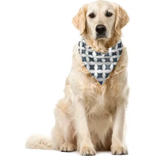 ABAKUHAUS Damast Haustier Bandana, Königliche Barock Motive, 40x40 cm, Blau Schwarz Weiß - Weiß
