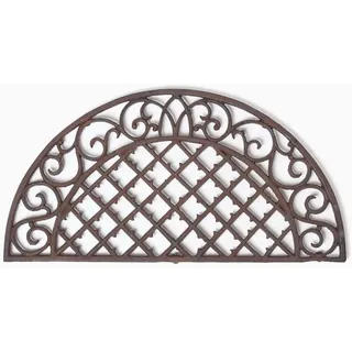 Homescapes FUßABTRETER Ornament halbrund, Gusseisen 34/66 cm , Metall , Floral , Formgebogen , 34x66 cm , Teppiche und Böden, Schmutzfangmatten, Fußmatten
