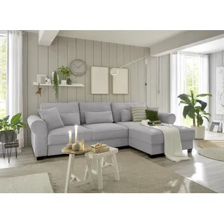 ed exciting design Ecksofa mit Schlaffunktion und Bettkasten - 5 Zierkissen,