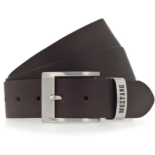 Ledergürtel MUSTANG "Spencer", Herren, Gr. 105, braun (dunkelbraun), Rindsleder, Gürtel Ledergürtel, mit schlichter Dornschließe in mattem Silber