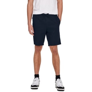 ONLY & SONS Herren Sweat Short ONSLINUS - Regular Fit - Blau Beige Weiss, Größe:S, Farbe:Dark Navy 22024967