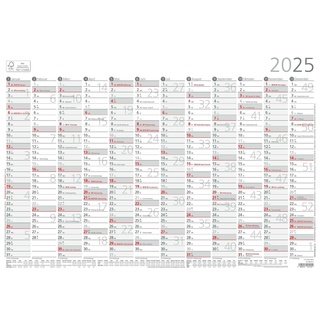 Zettler Plakatkalender 2025, 42x29,7cm, Jahresplaner mit Jahresübersicht, 12 Monate auf 1 Seite, Mondphasen, Arbeitstage-, Tages- und Wochenzählung, Ferientermine und deutsches Kalendarium