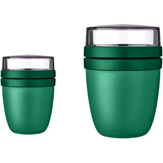 Mepal - Lunchpot Ellipse Duo Pack - Praktischer Müslibecher, Joghurtbecher, To Go Becher - Geeignet für Tiefkühler, Mikrowelle & Spülmachine - 300 & 500 ml - Vivid Green