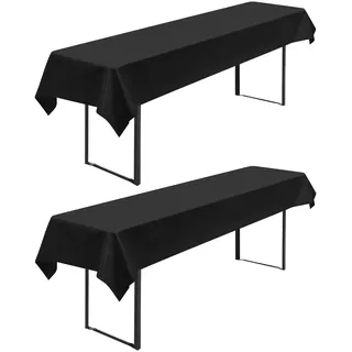 2-Pack Schwarz Bier Tischdecke Universal für 50cm.70cm Tischdecke für Biertisch, Opaque Polyester Bier Tischdeckes Rechteckige Tischdecken Waschbar 250x100cm