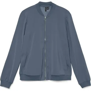 Vero Moda Damen Tailoring Blousonjacke Fly Away Kragen Reißverschluss Vielseitige leichte Jacke, Farben:Blau-2, Größe:L