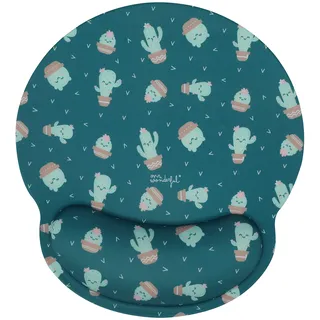 WONDEE Mr Wonderful Gel Mauspad mit Handgelenkauflage, grünes Cactus Design – ergonomisches Mauspad mit Handgelenkauflage Macht glücklich – Geschenke für Mädchen und Frauen