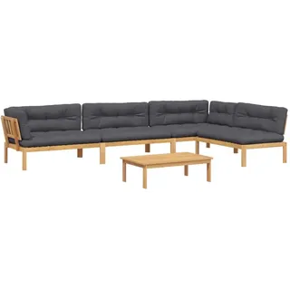vidaXL 5-tlg. Garten-Sofagarnitur aus Paletten mit Kissen Akazienholz - Braun