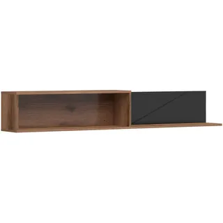 Wandboard , Schwarz, Eichefarben , Holzwerkstoff , 156x25x22 cm , Wohnzimmer, Regale, Wandboards