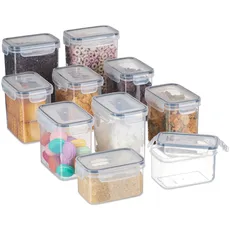Bild Vorratsdosen mit Deckel, 10er Set, Nudeldosen, 2000/1400/800 ml Volumen, Küchenbehälter luftdicht, transparent