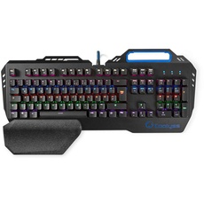 NEDIS - Mechanische Gaming-Tastatur PC - RGB-Beleuchtung - 12 Multimedia-Tasten - Vier Tastenbeleuchtungsmodi -Halterung - Deutsches Layout, schwarz, GKBD400BKDE