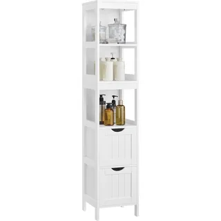 VASAGLE BBC66WT Hochschrank 30 x 30 x 141,5 cm Weiß Holz/MDF/Spanplatte