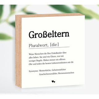 Holzbild Definition Großeltern 15x15x2cm zum Hinstellen/Aufhängen, echter Fotodirektdruck mit Spruch auf beschichtetes Birkenholz das perfekte Geschenk für die liebsten Menschen Art.Nr. 3023