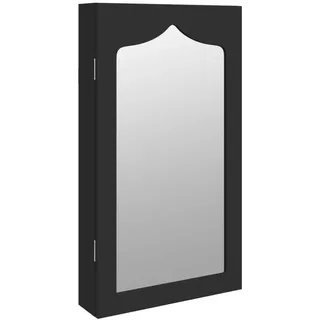 vidaXL Schmuckschrank mit Spiegel Wandmontage Schwarz 37,5x10x67 cm