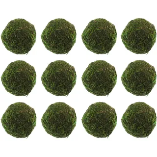 HOMSFOU 12Er Set Dekorative Moosbälle Getrocknete Moos Kugeln Deko 2.36In/6.00Cm Für Wohnaccessoires Garten Deko Bastelprojekte Und Saisonale Dekoration